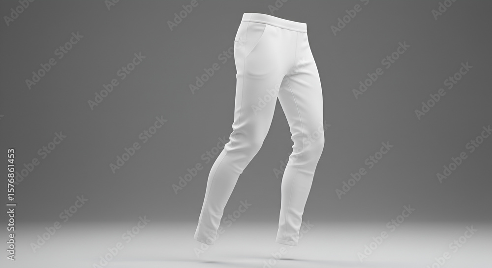Poster isolated rendition of white trousers with shadows on a gray backdrop showing textile detail