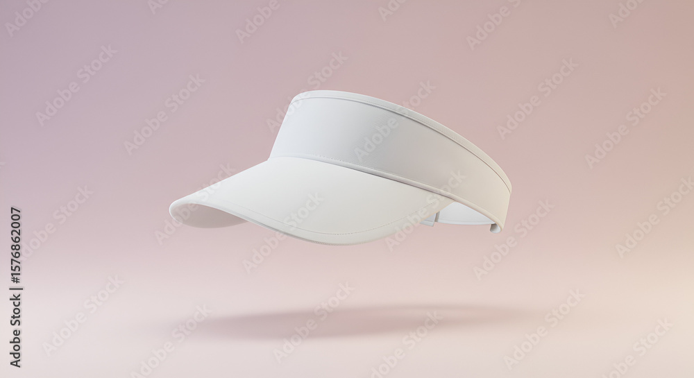 Poster minimalist design of a floating white visor on a soft gradient background for aesthetics