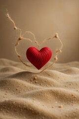 Fototapeta premium Beautiful symbolic red heart surrounded by delicate root-shaped tendrils
