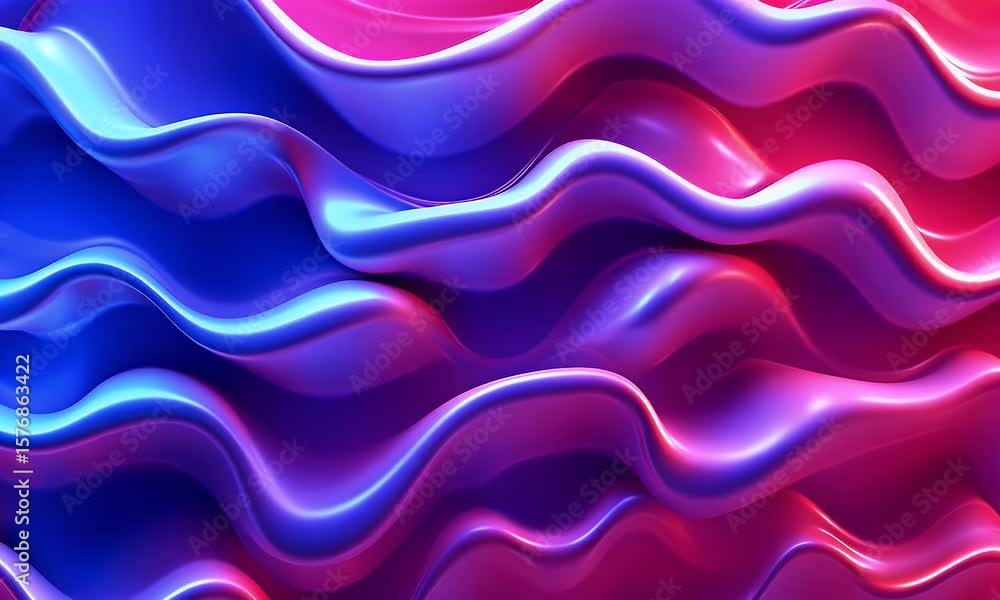 Aufkleber 3d render of a digital background with glowing grid waves in red and blue colors. abstract futuristi