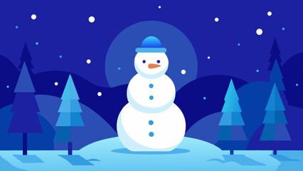 Fototapeta premium Charming Snowman in Winter Wonderland A Festive Illustration