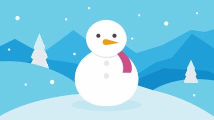 Cute snowman illustration in a winter wonderland, perfect for a festive Christmas holiday card