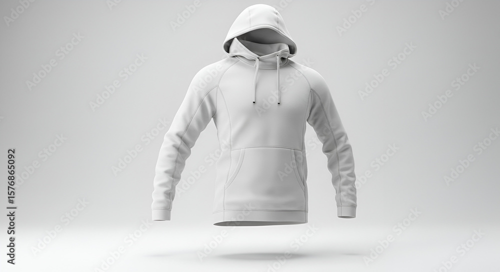 Poster modern white hoodie mockup in a studio setting with detailed fabric texture and shadows