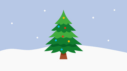 Fototapeta premium Festive Christmas tree covered in snow, a quintessential winter holiday scene with sparkling decorations and a bright star
