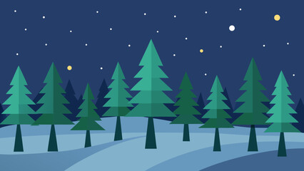 Obraz premium A picturesque winter landscape with snow-covered trees and a festive Christmas tree perfect for holiday illustrations and seasonal decorations
