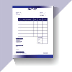 Clean invoice template vector design and Invoice minimal design template. Bill form business invoice accounting.
