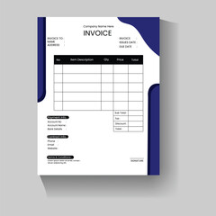 Clean invoice template vector design and Invoice minimal design template. Bill form business invoice accounting.