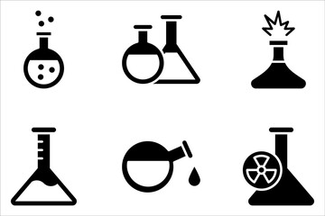Test tube icon set. Chemistry lab flask, science symbol  on white background