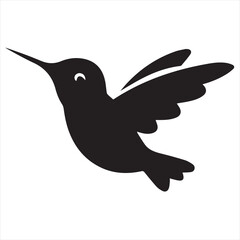 Fototapeta premium Silhouette Style Vector Hummingbird Logo Design – Elegant Minimal Bird Icon in Black Silhouette – Nature-Inspired Logo Template for Eco Brands, Floral Shops, Wellness, Beauty, or Organic Product