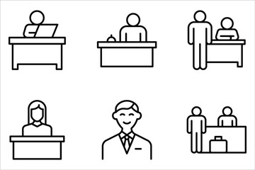 reception icon set, customer service, thin line symbol for web and mobile phone on white background