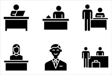 reception icon set, customer service, thin line symbol for web and mobile phone on white background