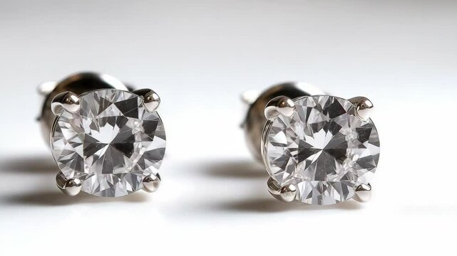 Close-up of Sparkling Diamond Earrings with Brilliant Cut Inset Jewelry