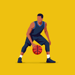 Fototapeta premium Basketball Player Dribbling Ball in Low Polygon Style Illustration