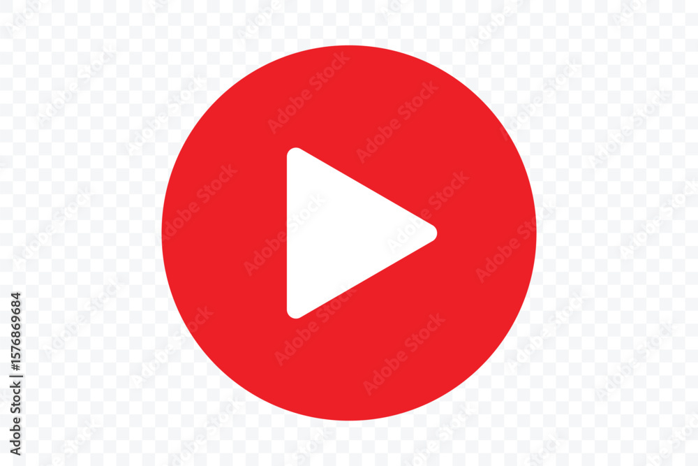 Poster play icon set. red play button on transparent background. multimedia button symbol. vector illustrat