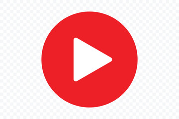 Play icon set. red play button on transparent background. Multimedia button symbol. Vector illustration.