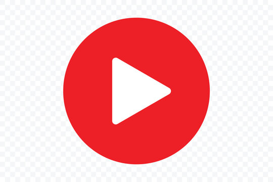 Play icon set. red play button on transparent background. Multimedia button symbol. Vector illustration.