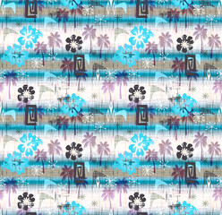 Retro Turquoise Tropical Island Seamless Repeat