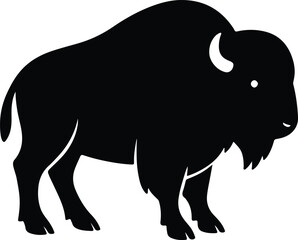 Silhouette bison standing graphic wild animal illustration Vector illustration
