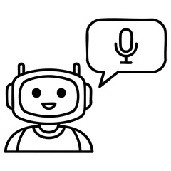 Chatbot Voice Interface Line Icon