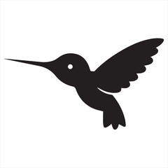 Obraz premium Silhouette Style Vector Hummingbird Logo Design – Elegant Minimal Bird Icon in Black Silhouette – Nature-Inspired Logo Template for Eco Brands, Floral Shops, Wellness, Beauty, or Organic Product
