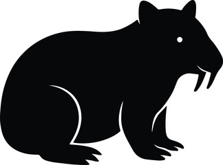 Silhouette Capybara rodent large semi aquatic animal Vector illustration