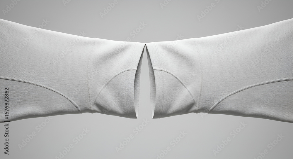 Poster abstract fabric forms intersecting creating geometric composition, minimalist aesthetic