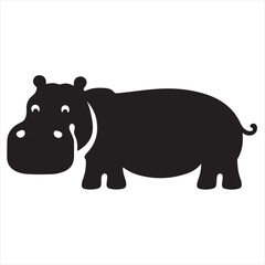Fototapeta premium Silhouette Style Vector Hippo Logo Design – Minimal Hippopotamus Icon in Black Silhouette – Animal Logo Template for Zoo, Wildlife, Safari Branding, Kids Products, Nature Themes, or Eco-Friendly