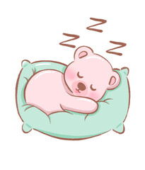 bear, baby bear clipart ,cute cartoon animal sleeping and hugging heart in soft pastel style
