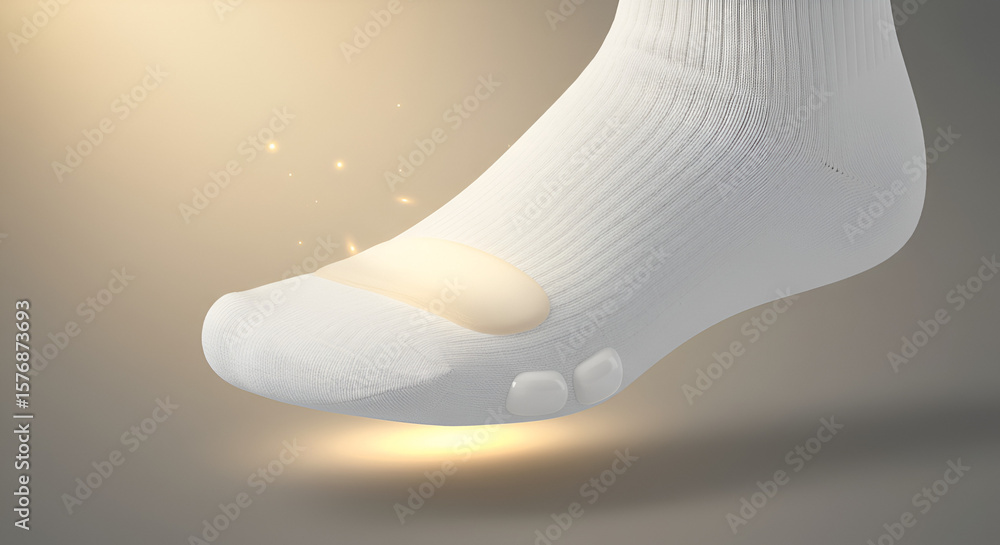 Poster Close-up of a white sock showcasing design and features on a soft gradient background