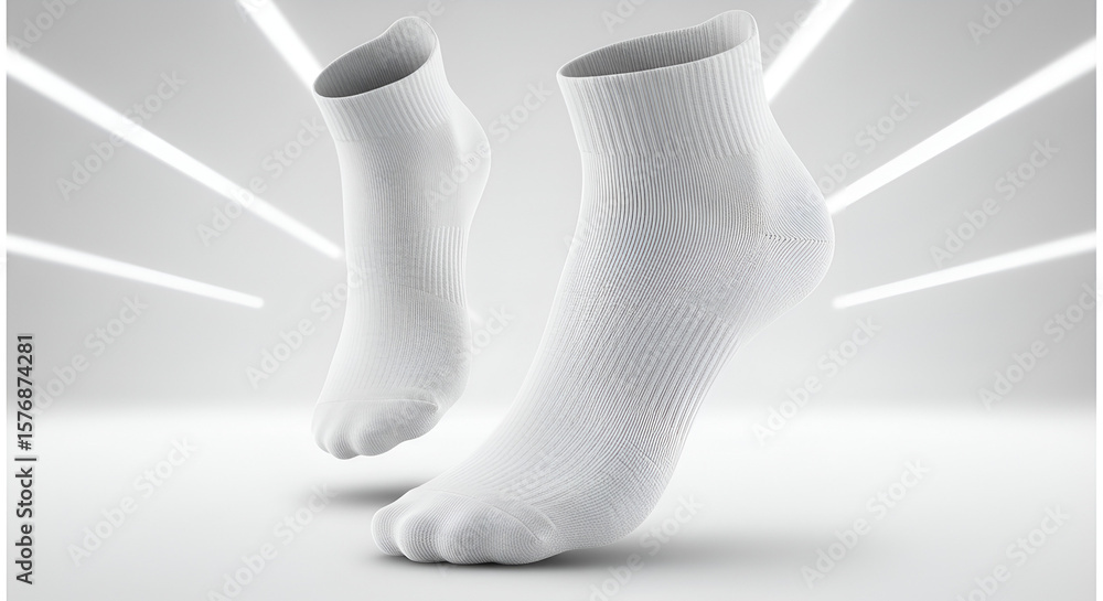 Poster elegant 3d render of two white socks showcasing softness and comfortable texture design
