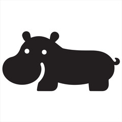 Obraz premium Silhouette Style Vector Hippo Logo Design – Minimal Hippopotamus Icon in Black Silhouette – Animal Logo Template for Zoo, Wildlife, Safari Branding, Kids Products, Nature Themes, or Eco-Friendly