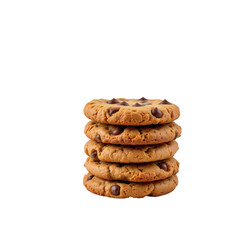 Freshly Baked Chocolate Chip Cookies Stacked on a Transparent Background with Warm and Delicious Appeal