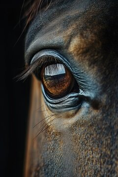 Close-up horse eye, detailed view