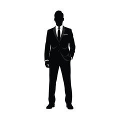 Silhouette of an office worker in a suit on a white background