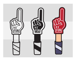 Fan Foam Fingers SVG Silhouette Bundle, Hands Up With Glove With Number One, Glove Svg, Hands Up Svg, Foam Hand Supporter, Fan Foam Fingers Png, Fan Foam Fingers Svg Images,