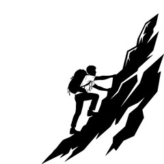 vector silhouette of a man climbing a mountain