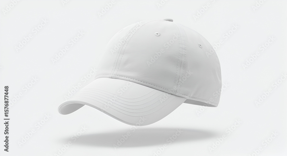 Poster isolated white baseball cap floating on white background product concept design rendering