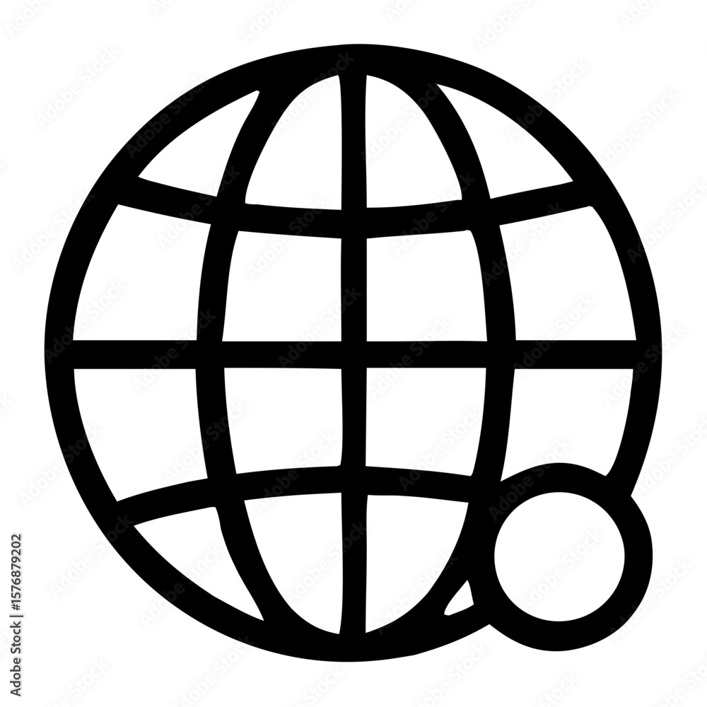 Aufkleber simple line design globe world with notification dot icon element
