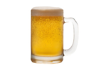 a glass of beer with a foamy foam
