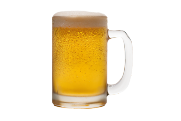 a glass of beer with a foamy foam