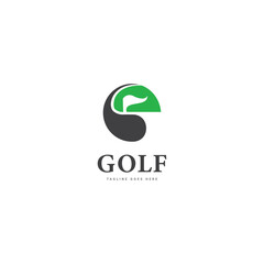 golf logo design set with letters and flags for golfers, golf sports, tournaments and clubs