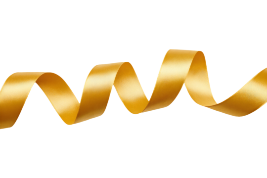 a gold ribbon is shown on a white background