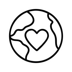 Planet earth with heart symbol globe love