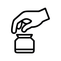 Hand dropping item into jar container