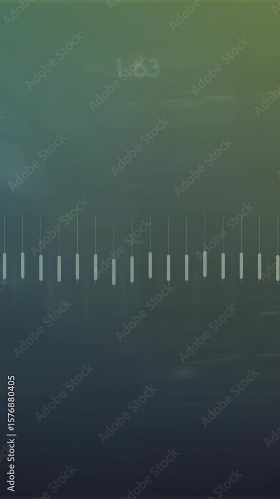 Poster animation of financial data processing over green background