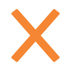 Orange cross mark simple graphic design element