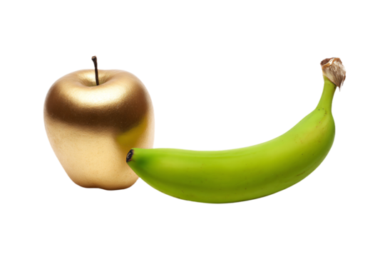 a banana and an apple are shown in this image