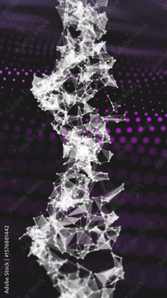 Poster dna strand and binary coding, scientific data processing animation