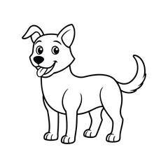 Dog Line Art Drawing on White Background, Dog line art