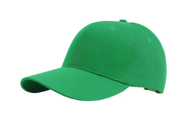 a green baseball cap with a white background